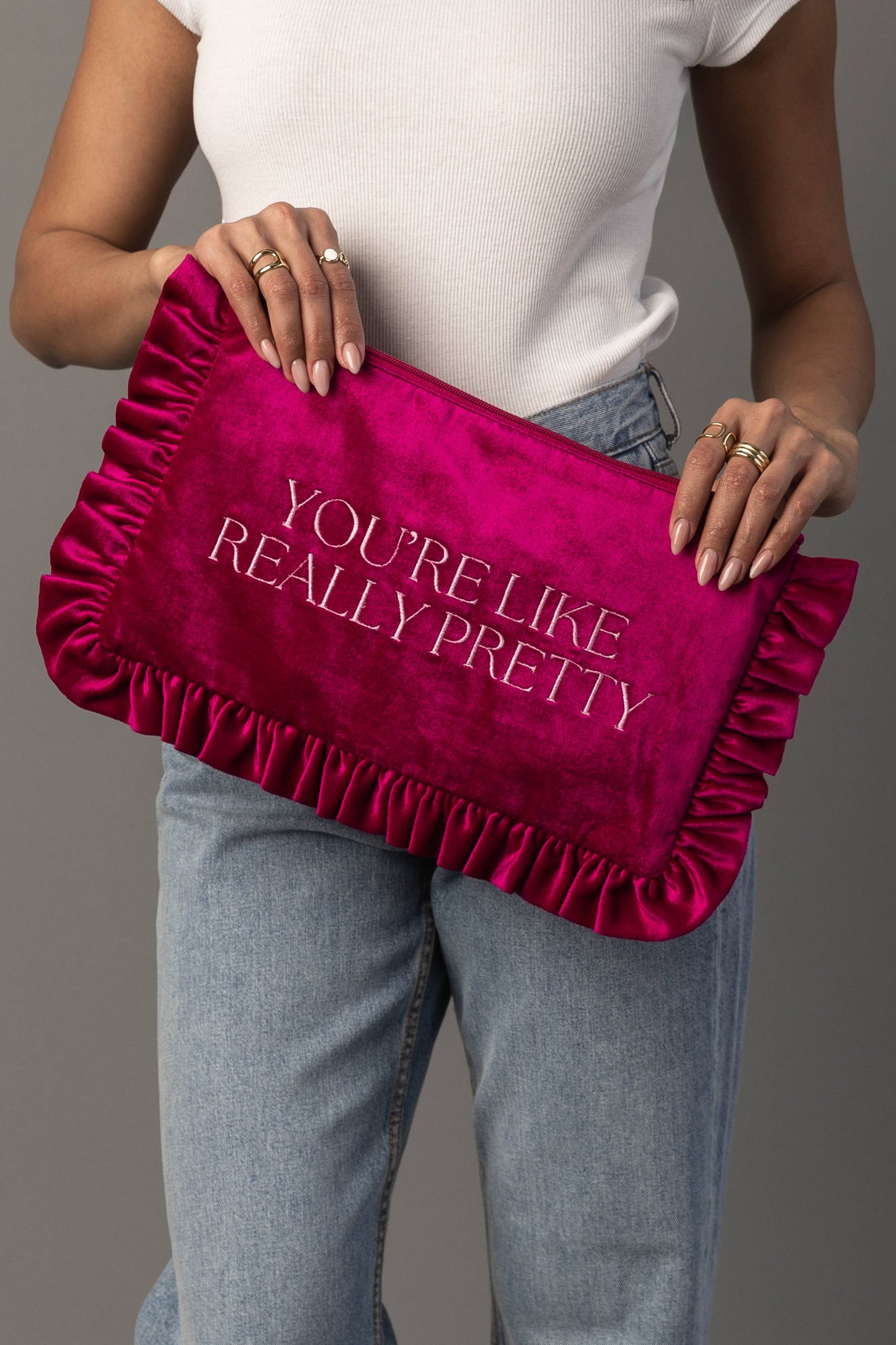 You're Like Really Pretty Ruffle Travel Pouch | Panache