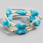Marble Resin Irregular Beads And Metallic Tubes Bracelet Set
