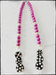 Wood & Bone Bead Necklace w/ White Bone Crescent Pendant