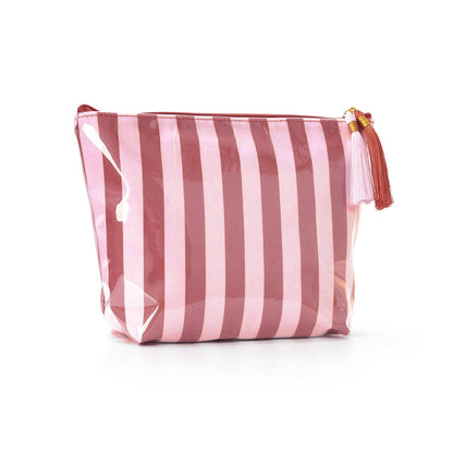 Large Striped Makeup Bag | Waterproof