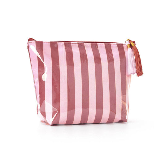 Large Striped Makeup Bag | Waterproof