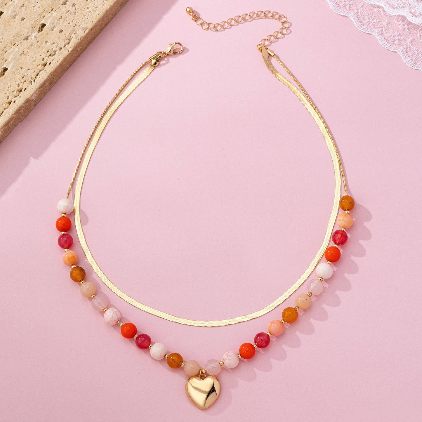 Color Me Red Beaded Layered Necklace