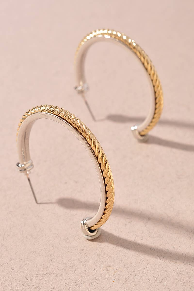 Two Toned Twist Hoop Earrings