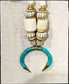 Wood & Afr. Bead w/ Turq. Pendant - Stripe African Bone Bead