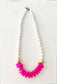 White Wood & Disk African Bone Bead Short Necklace Layering 