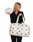 Cassie Weekender Duffel Bag | Black Polkadot