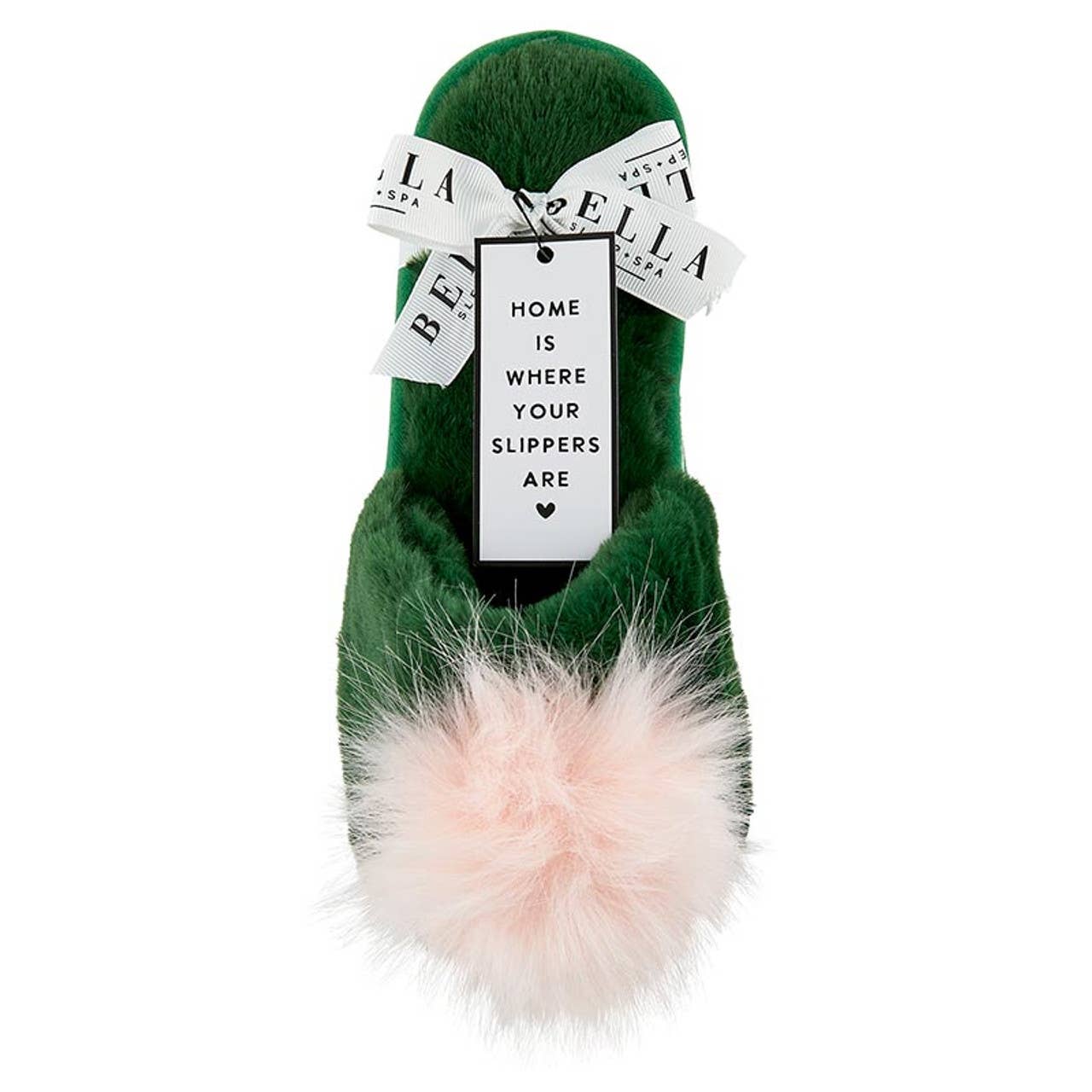 The Maidson Slipper- Green with Blush Pom Pom