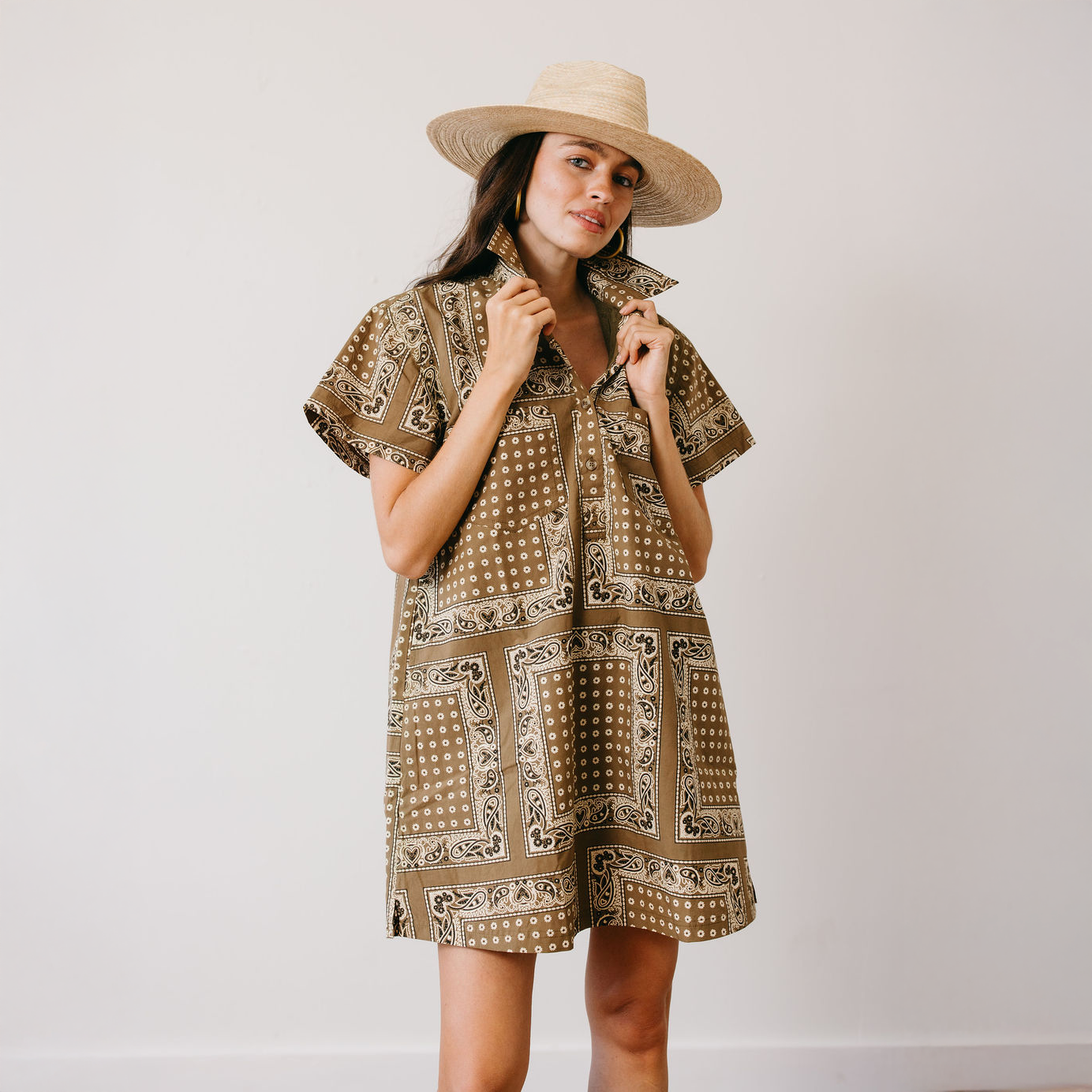 Sunshine Tienda | Olive Bandana Getaway Mini Dress