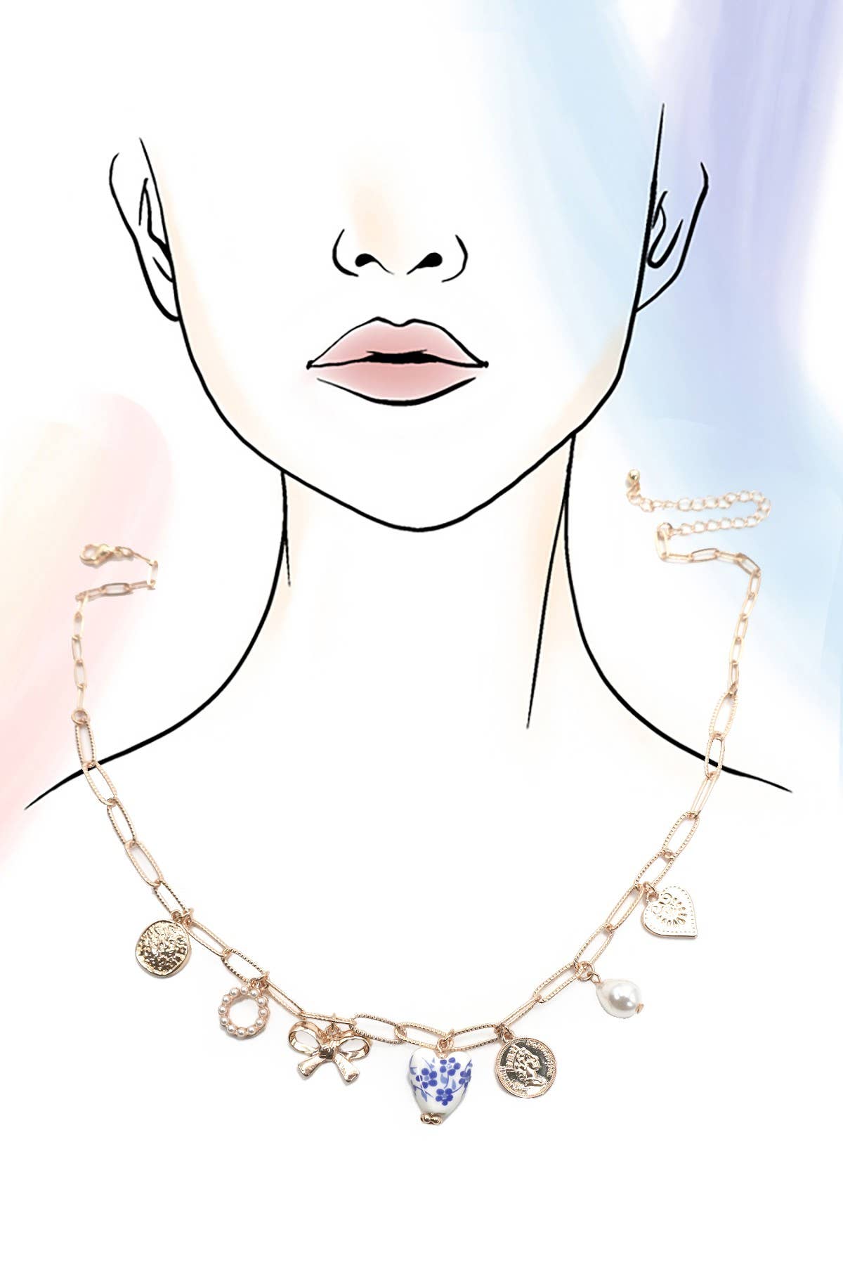 Blue & White Charm Necklace