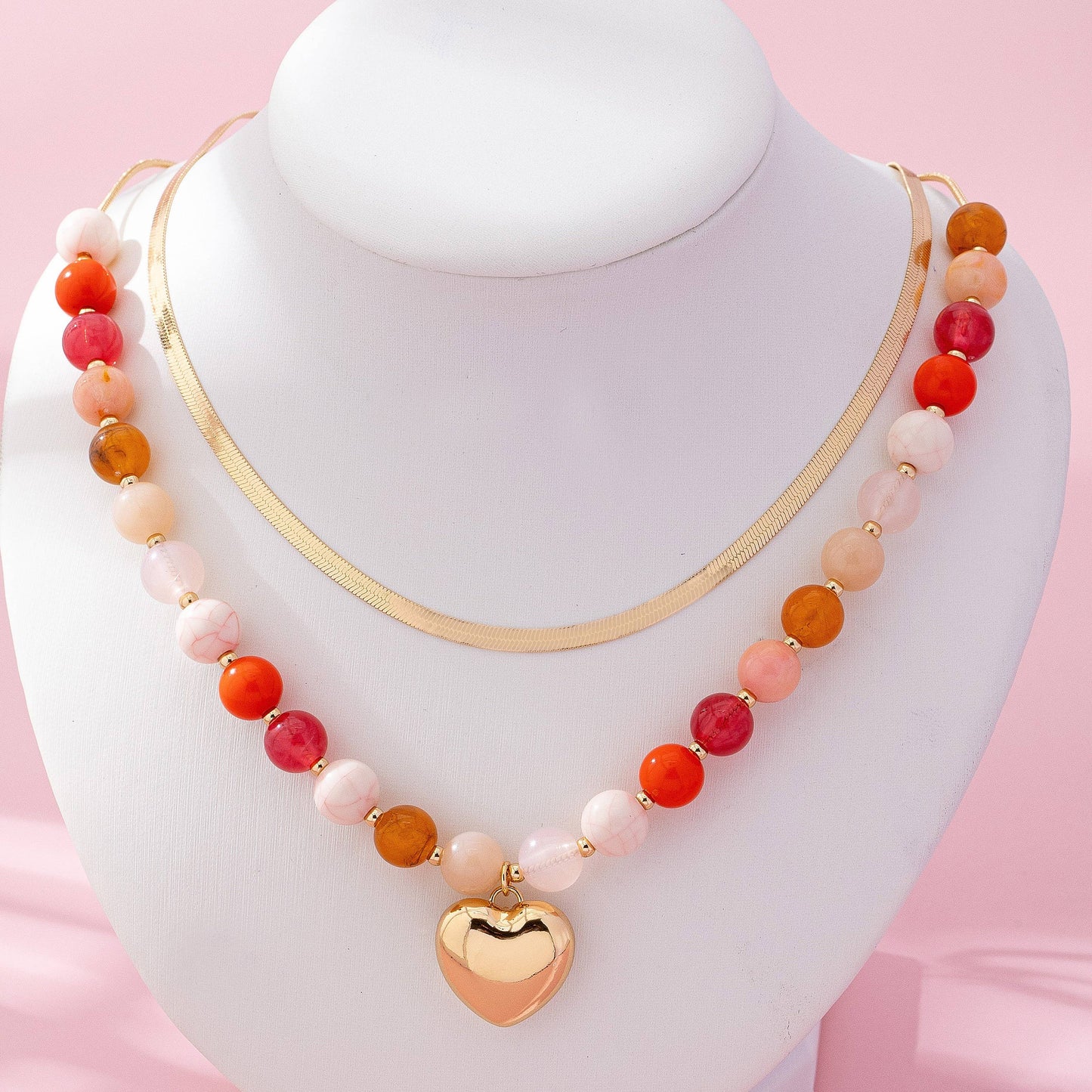 Color Me Red Beaded Layered Necklace