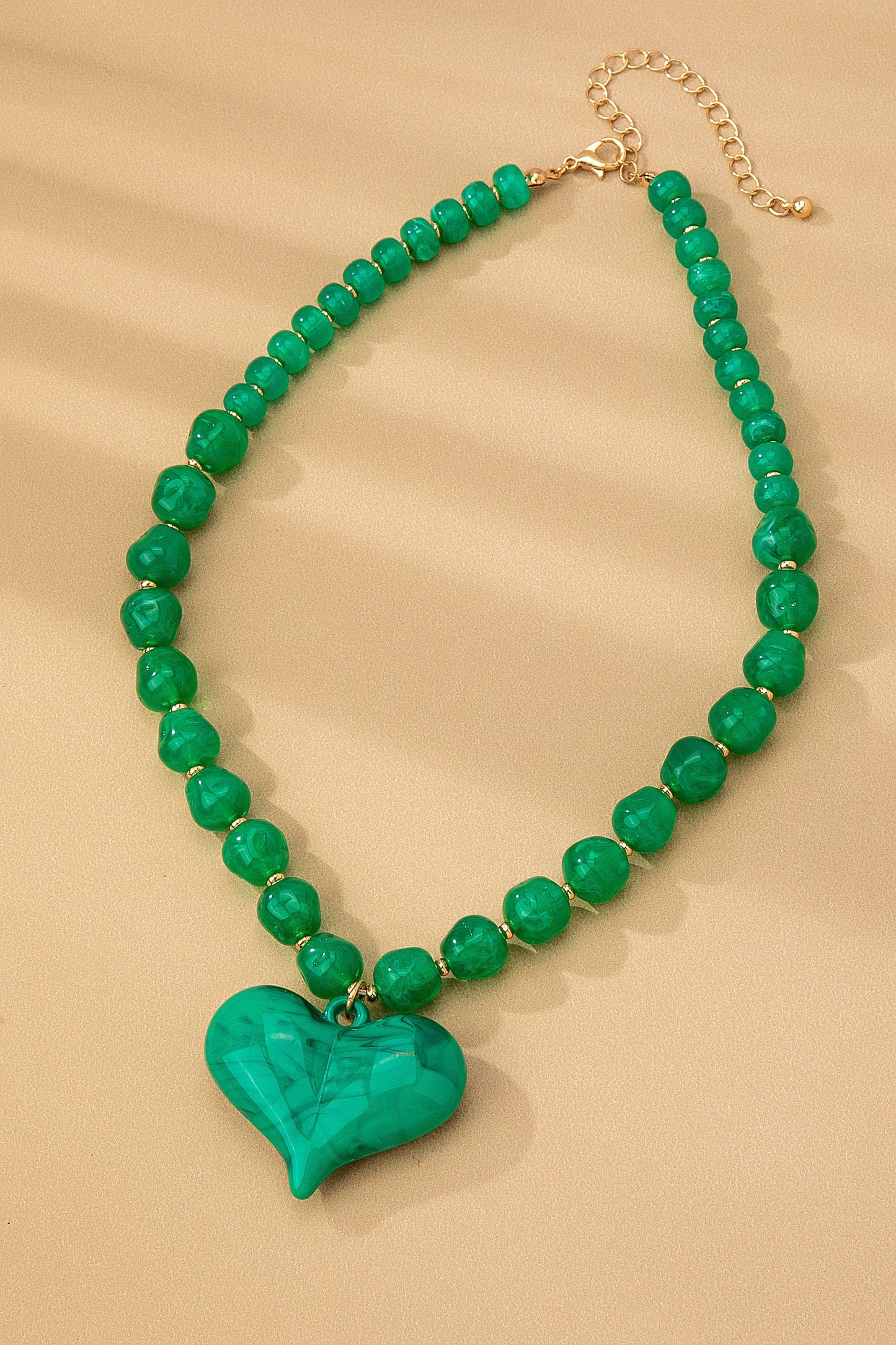 Green Puff Heart Necklace