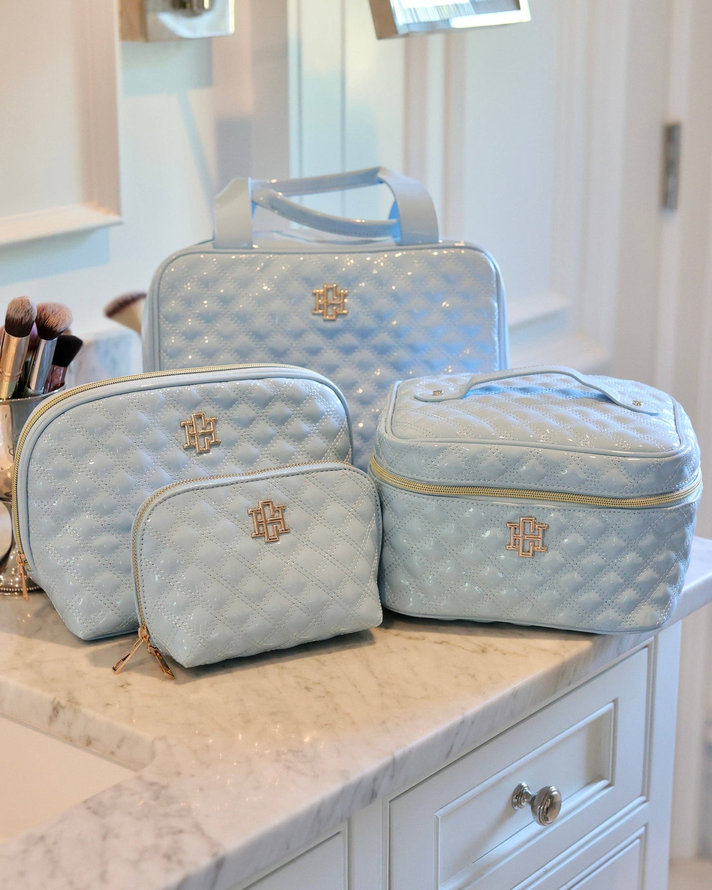 Ibiza Small Pouch Light Blue Patent | Caroline Hill