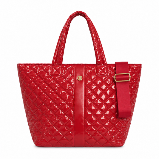 Diamond Tote Shoulder Bag Cherry Red