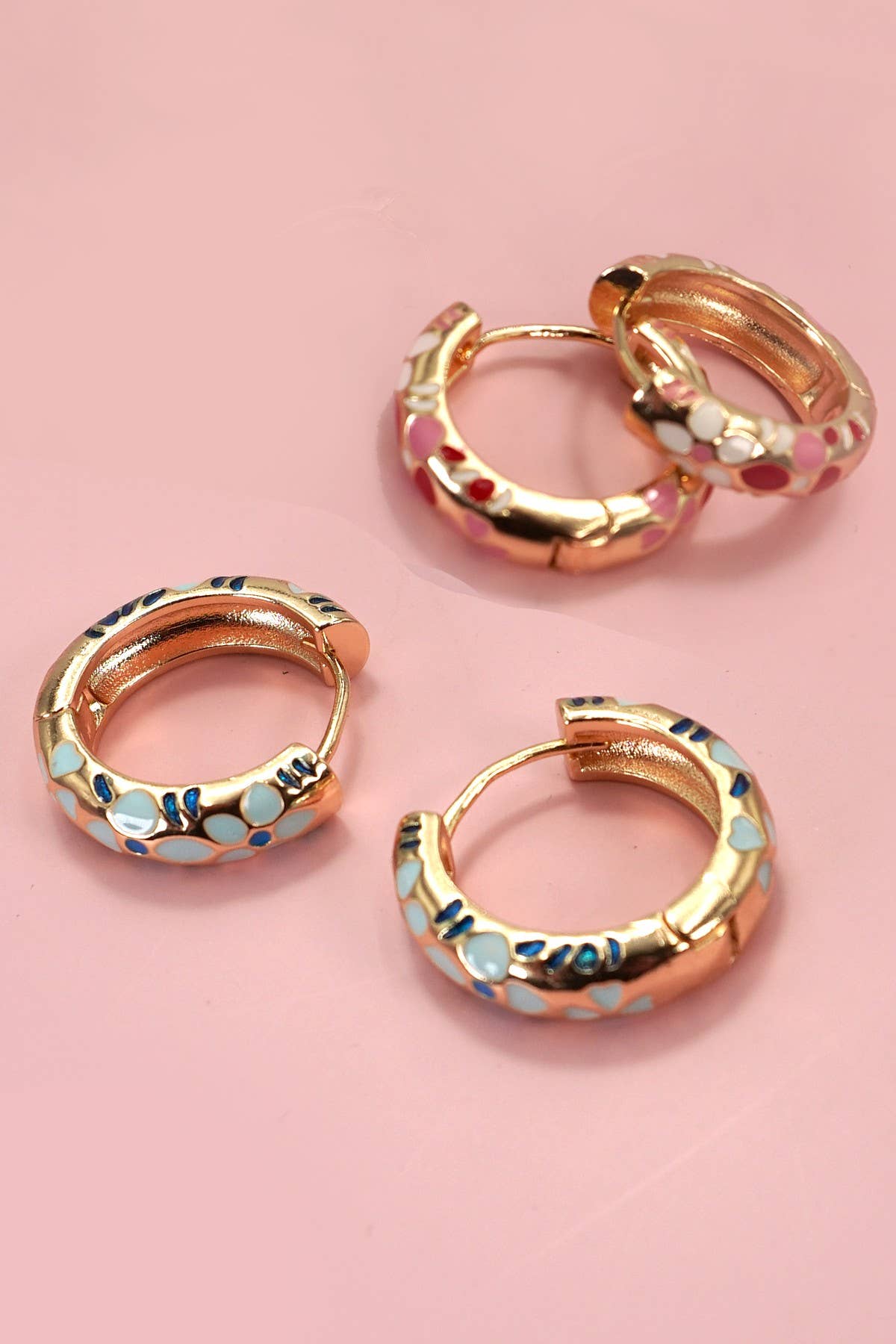 Little Flower Enamel  Huggie Hoops
