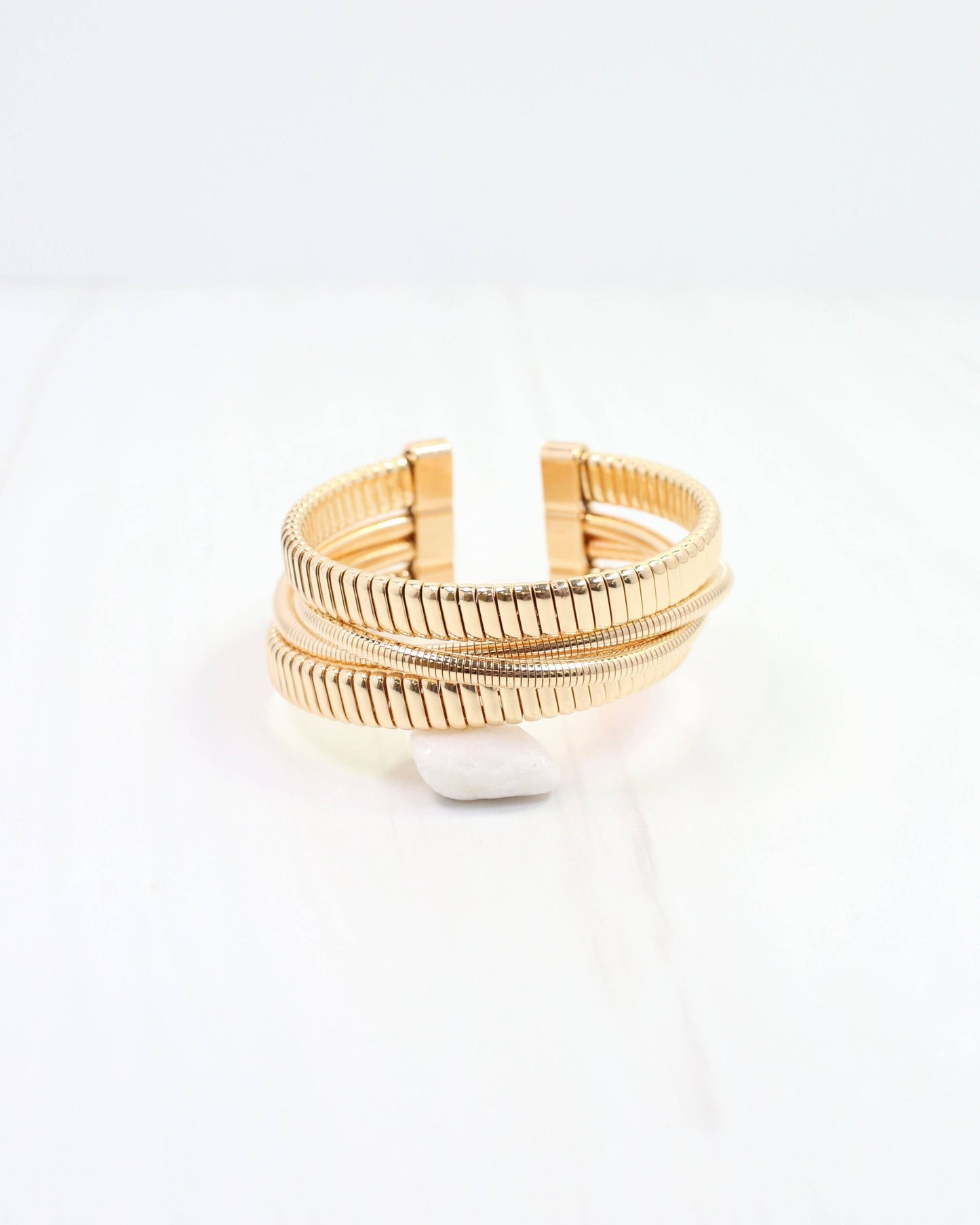 Diana Ribbed Cuff Bracelet Gold