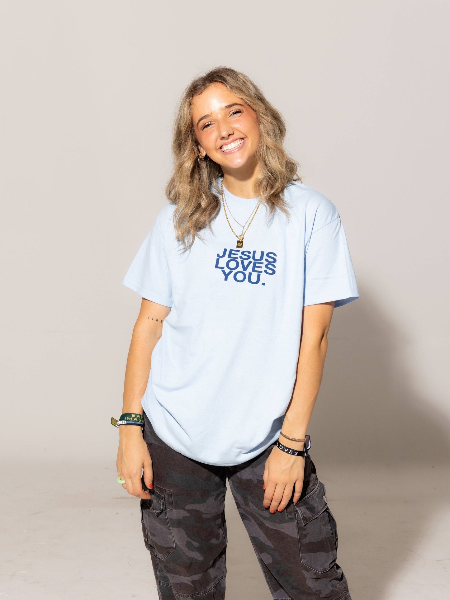 Jesus Loves You Light Blue Tee
