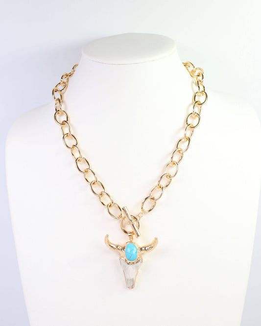 Tombstone Bull Necklace Gold | Caroline Hill