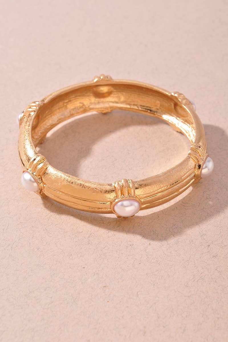 Crystal Accent Bamboo Bangle Bracelet